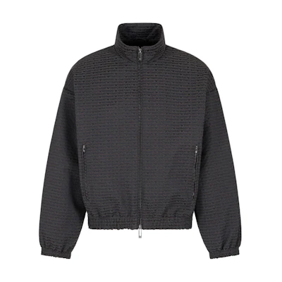 Emporio Armani Grey Jacquard Logo Stand Collar Zip-Up Jacket EM001002-AF13688-U8168