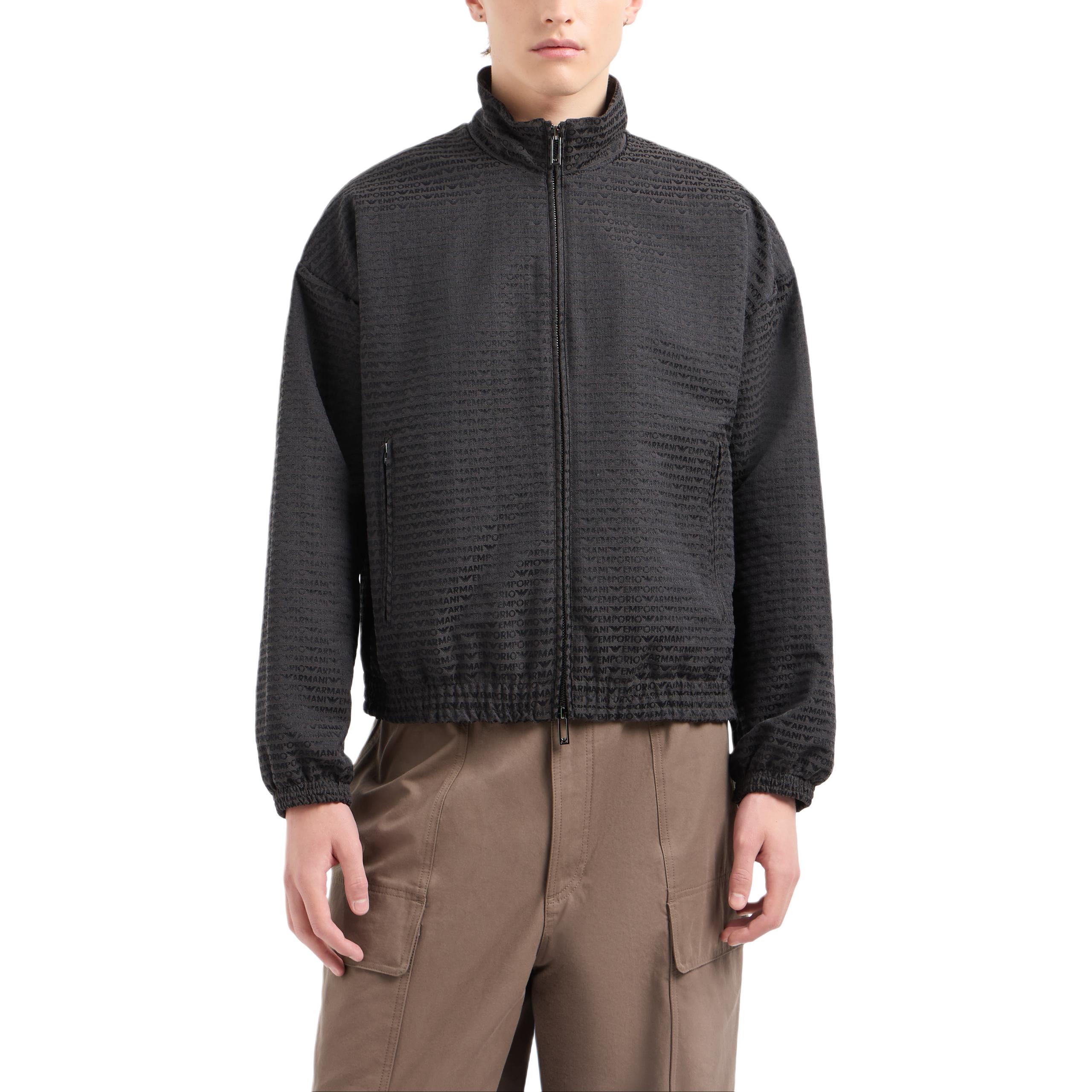 Emporio Armani  Grey Jacquard Logo Stand Collar Zip-Up Jacket EM001002-AF13688-U8168 圖 3
