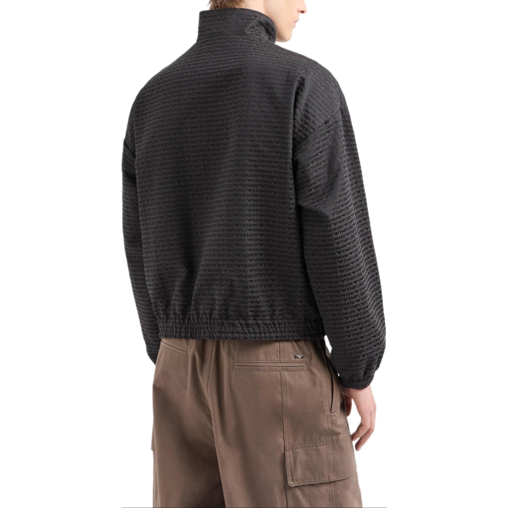Emporio Armani  Grey Jacquard Logo Stand Collar Zip-Up Jacket EM001002-AF13688-U8168 圖 4