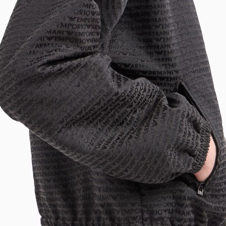 Emporio Armani  Grey Jacquard Logo Stand Collar Zip-Up Jacket EM001002-AF13688-U8168 圖 6