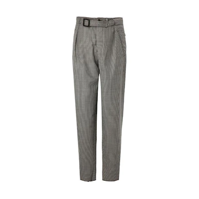 EMPORIO ARMANI Grey Plaid Wool Straight-Leg Casual Pants. 91PWD0-91435-991