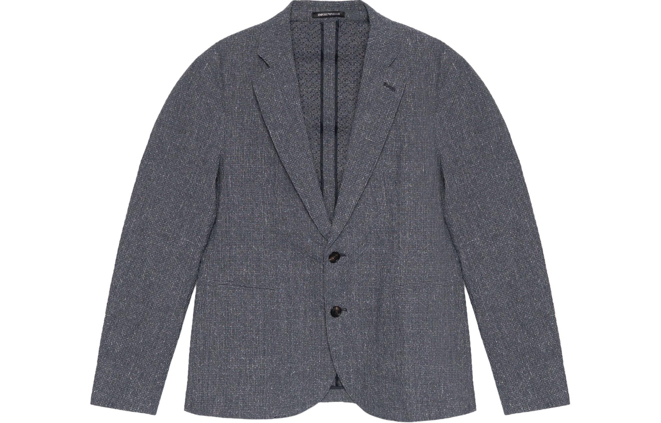 Emporio Armani  Grey Solid Single-Breasted Long Sleeve Blazer. D41G37-D1058-1916