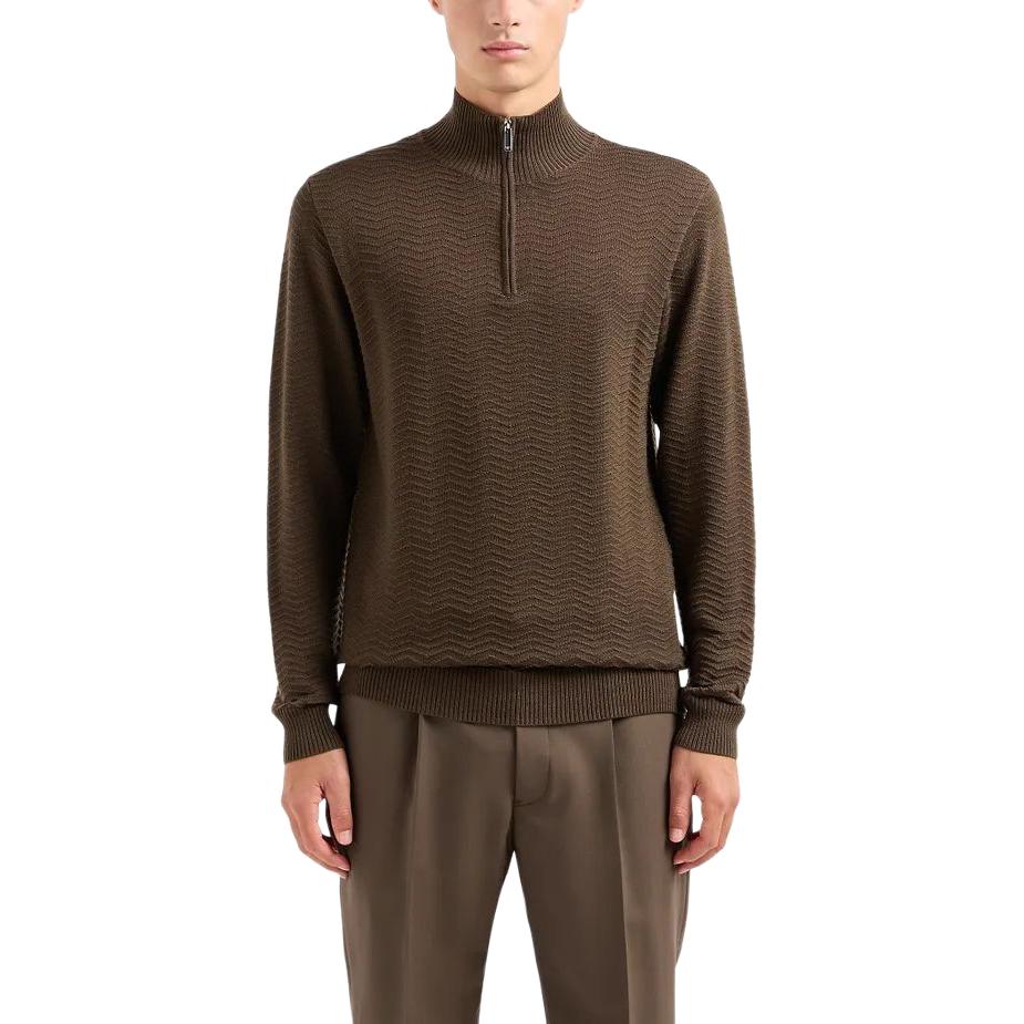 Emporio Armani  Half-Zip High Neck Sweater Brown 3D1MY61-MF7Z1-0487 圖 4