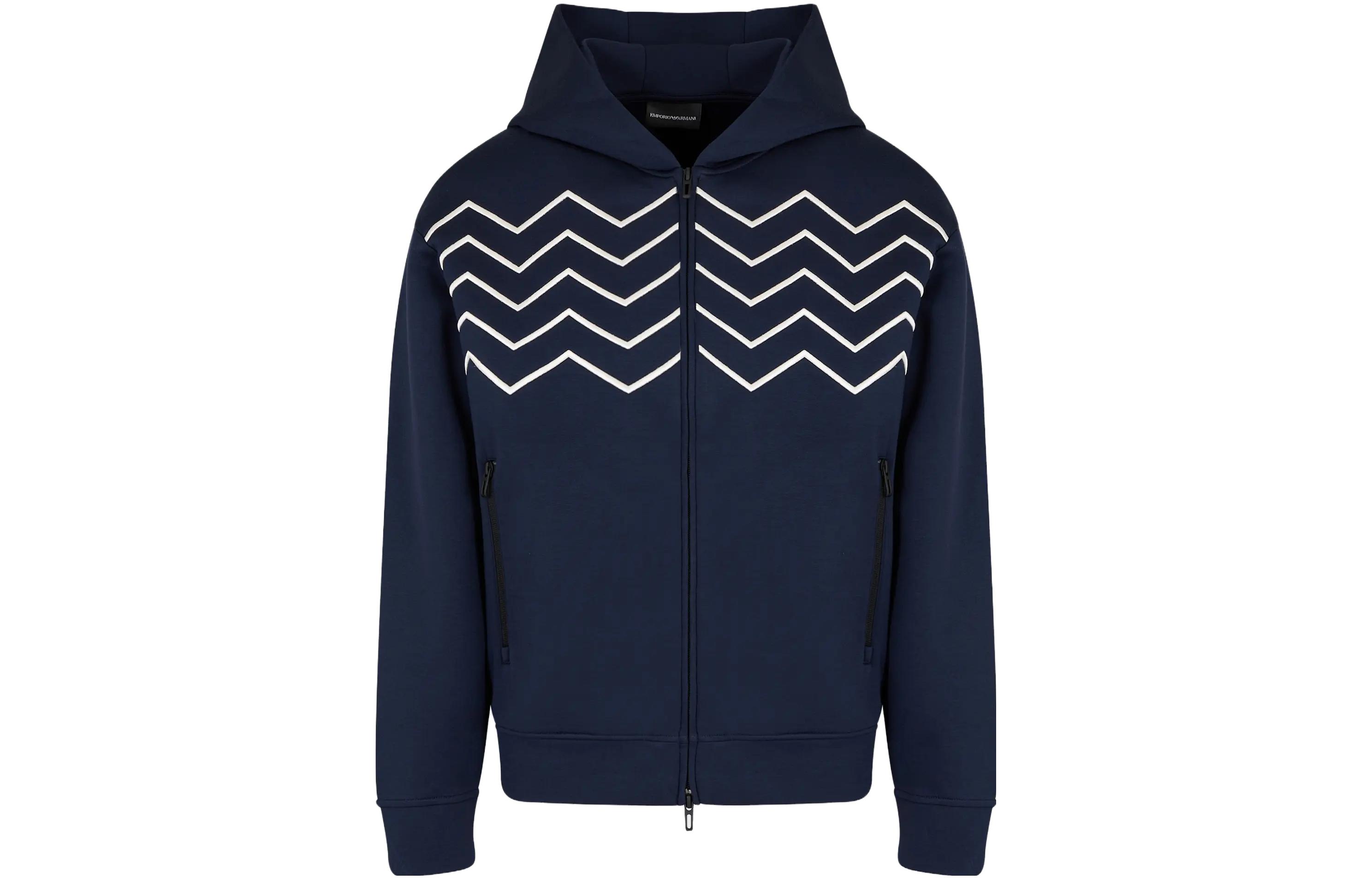 EMPORIO ARMANI  Herringbone Embroidered Long Sleeve Jacket 6R1ME2-1JNWZ-09B3