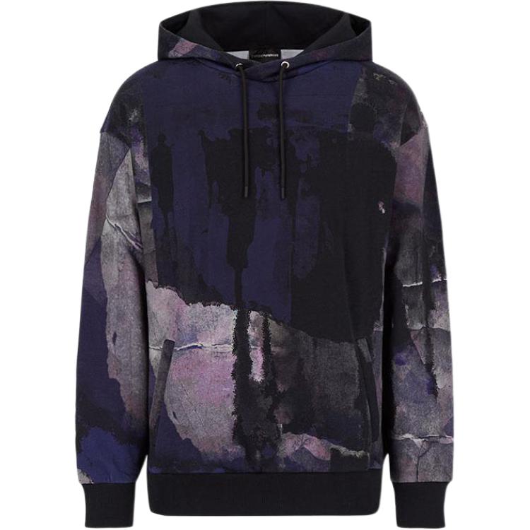 Emporio Armani  Hoodie Black Full Watercolor Print Long Sleeve 6K1M6V-1JU2Z1-F9A1