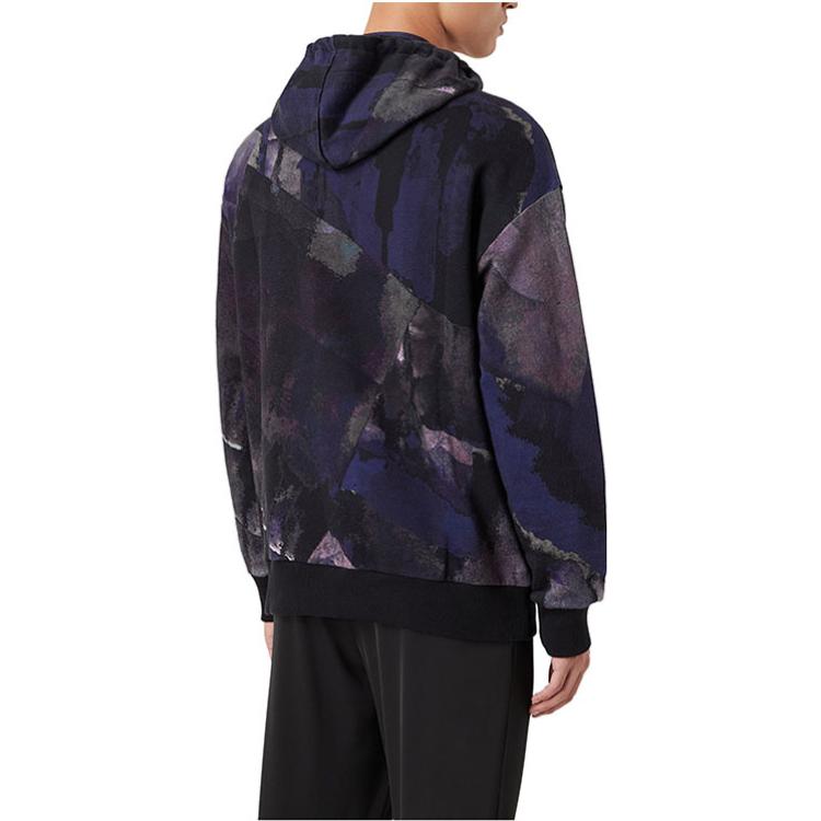 Shop Emporio Armani  Hoodie Black Full Watercolor Print Long Sleeve 6K1M6V-1JU2Z1-F9A1
