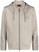 EMPORIO ARMANI Khaki Logo Embroidered Zip Sweatshirt 8N1ML6-1JHSZ-0643 EMPORIO ARMANI Khaki Logo Embroidered Zip Sweatshirt 8N1ML6-1JHSZ-0643