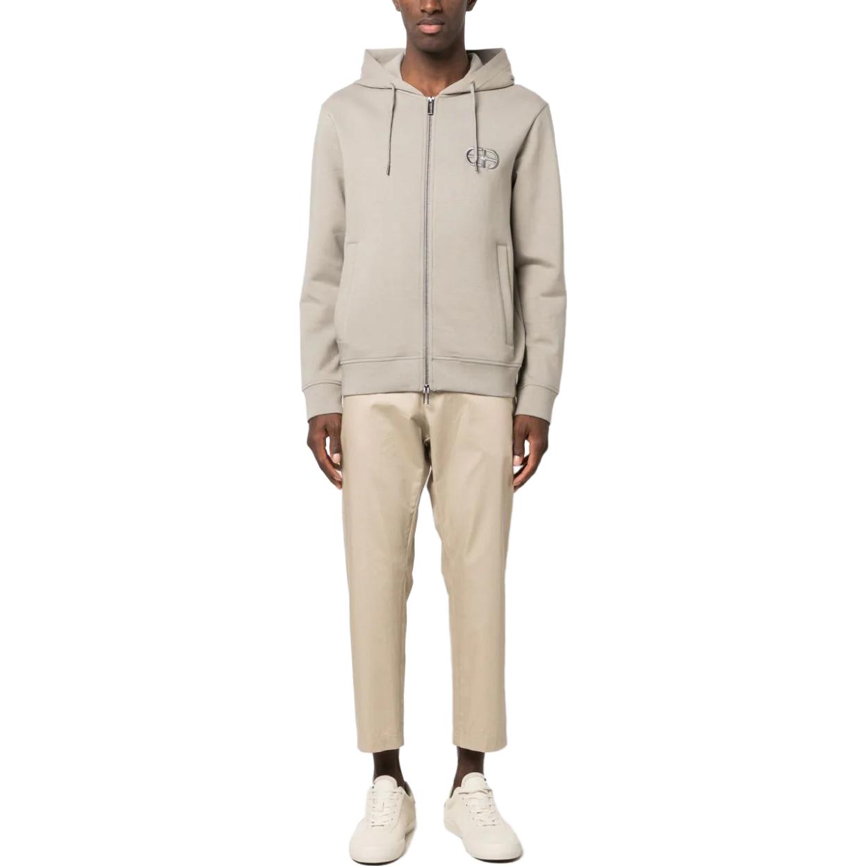 Lookbook EMPORIO ARMANI Khaki Logo Sulaman Zip Sweatshirt. 8N1ML6-1JHSZ-0643