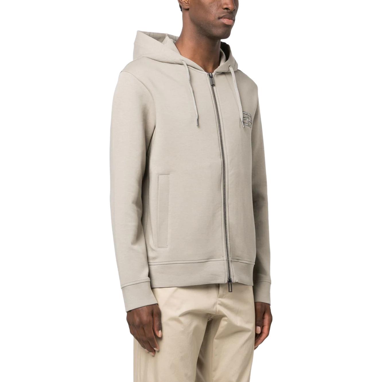 Purchase EMPORIO ARMANI Khaki Logo Sulaman Zip Sweatshirt. 8N1ML6-1JHSZ-0643