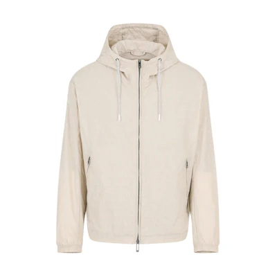 Emporio Armani Khaki Monogram Logo Hooded Jacket 3D1BH4-1NNXZ-06G2