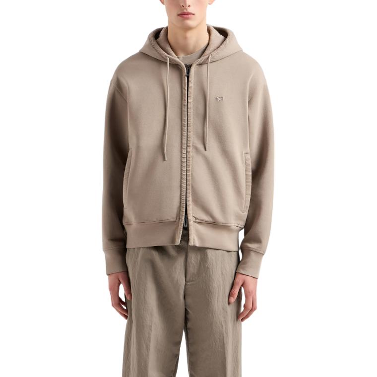 Emporio Armani  Khaki Zip-Up Casual Hoodie Long Sleeve Sweatshirt. 6D1M97-1JHSZ-0144 圖 4