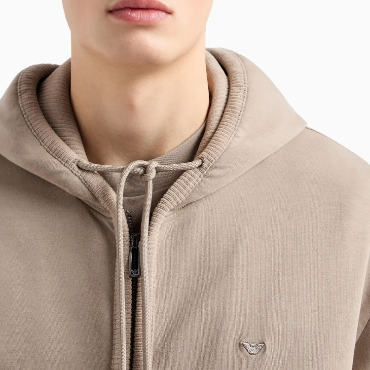 Emporio Armani  Khaki Zip-Up Casual Hoodie Long Sleeve Sweatshirt. 6D1M97-1JHSZ-0144 圖 6