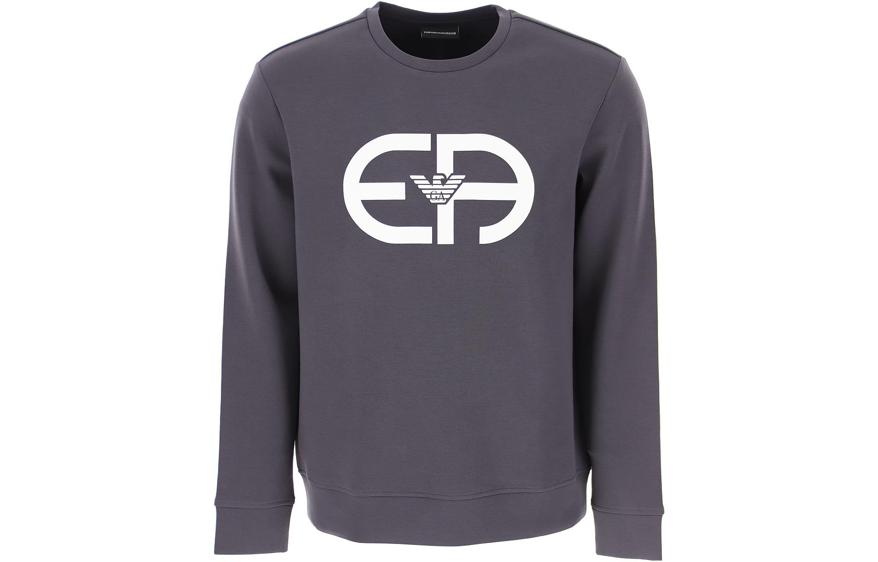 Buy EMPORIO ARMANI  Large Logo Print Crewneck Sweatshirt - Dark Grey. 6K1M69-1JHSZ-0633