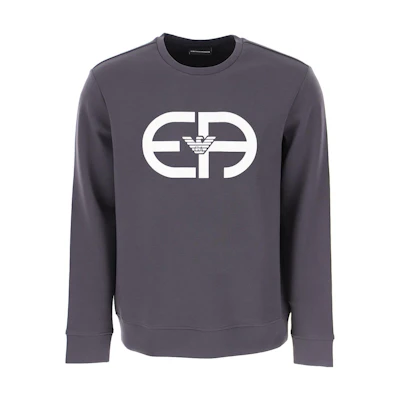 EMPORIO ARMANI Large Logo Print Crewneck Sweatshirt - Dark Grey. 6K1M69-1JHSZ-0633