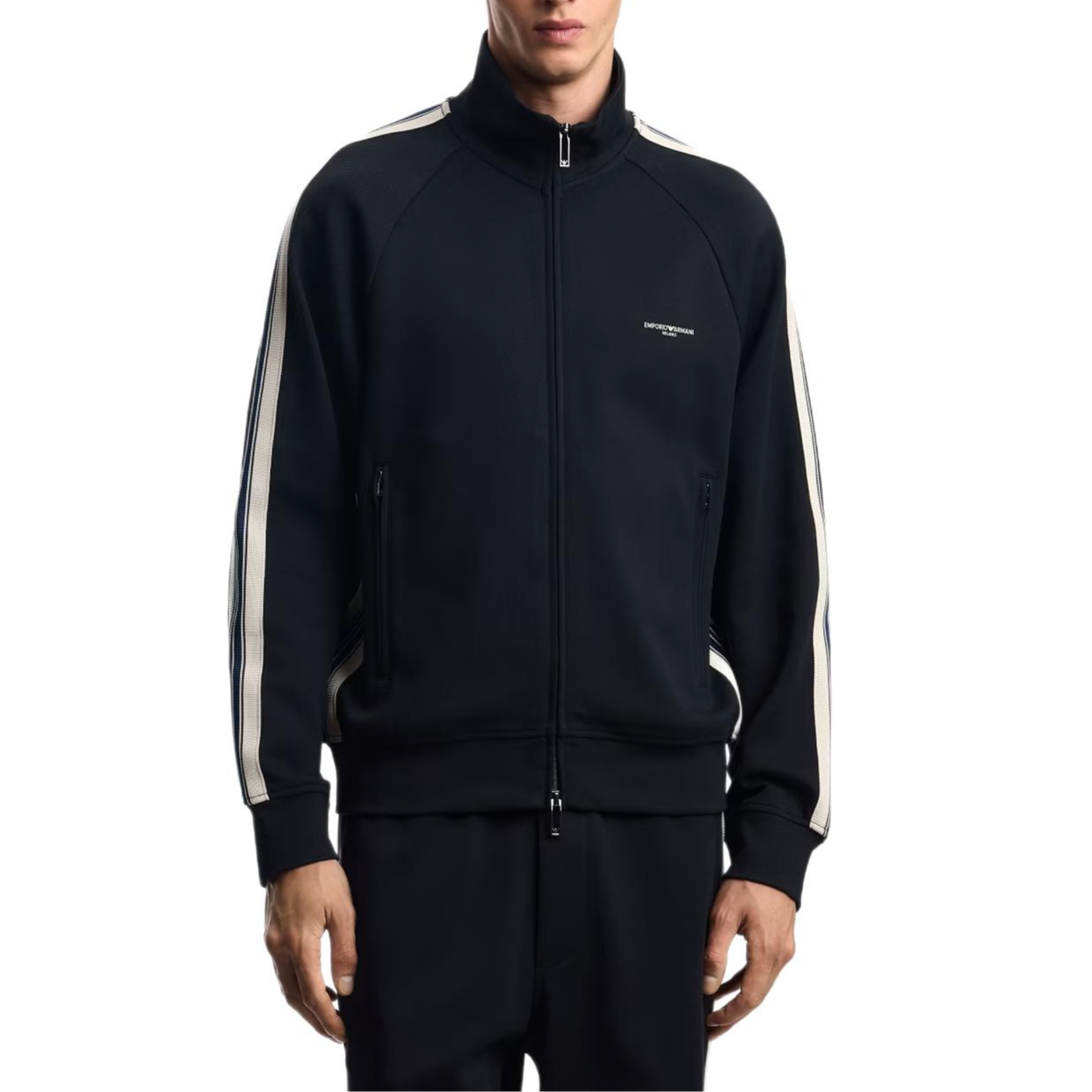 Lookbook エンポリオアルマーニ レタープリント ジップアップジャケット ネイビーブルー EM002872-AF13488-UB118