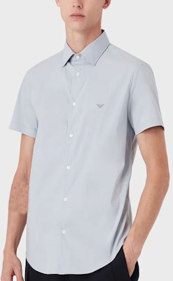 EMPORIO ARMANI Light Blue Embroidered Eagle Logo Casual Short Sleeve Shirt 8N1C91-1NI9Z-0785 Shop EMPORIO ARMANI Light Blue Embroidered Eagle Logo Casual Short Sleeve Shirt 8N1C91-1NI9Z-0785