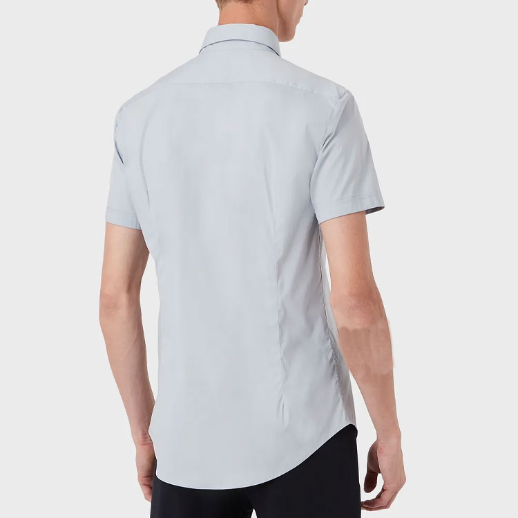 Purchase EMPORIO ARMANI  Light Blue Embroidered Eagle Logo Casual Short Sleeve Shirt 8N1C91-1NI9Z-0785