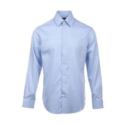 Emporio Armani Light Blue Jacquard Check Long Sleeve Shirt FW24. EM000194-TE10955-F9024