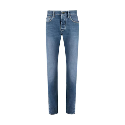 Emporio Armani Light Blue Mid-Rise Straight Fit Zipper Jeans. 3R1J75-1DQDZ-0942