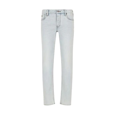 EMPORIO ARMANI Light Blue Solid Straight-Leg Zip Jeans. 3D1J75-1DTEZ-0943