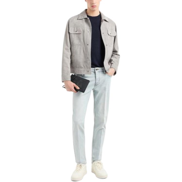 EMPORIO ARMANI  Light Blue Solid Straight-Leg Zip Jeans. 3D1J75-1DTEZ-0943 圖 3