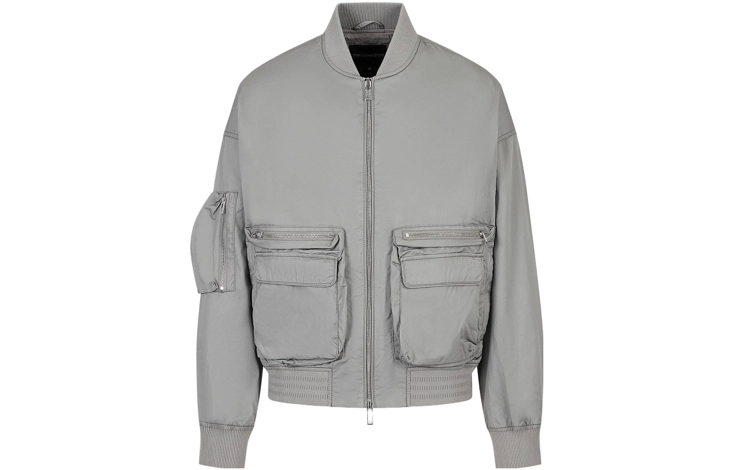 Emporio Armani  Light Gray Multi-Pocket Stand Collar Zip Jacket. 3R1BS31-NVTZ1-0634