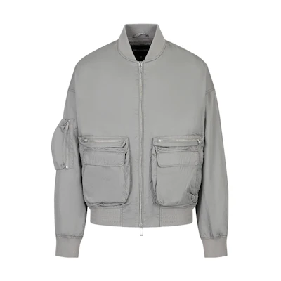 Emporio Armani Light Gray Multi-Pocket Stand Collar Zip Jacket. 3R1BS31-NVTZ1-0634
