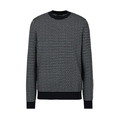 Emporio Armani Logo Crewneck Sweater Navy - SS24 Collection. 3D1MX1-1MMIZ-F906