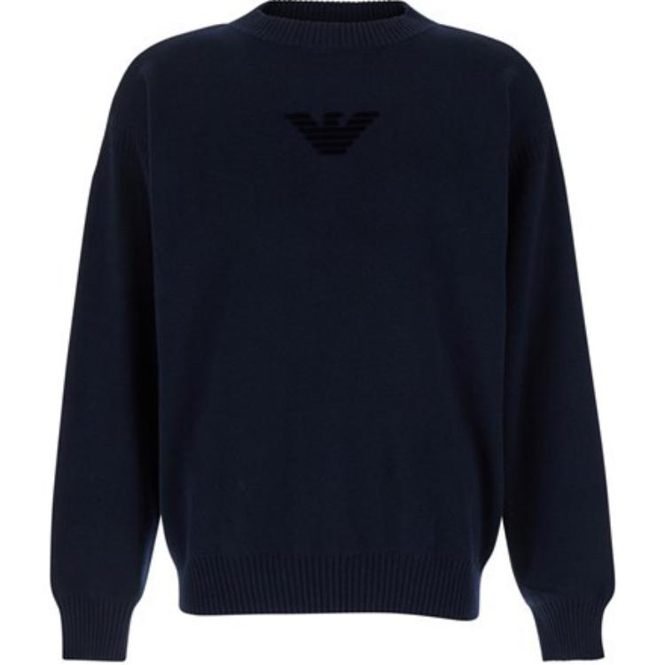EMPORIO ARMANI  Logo Jacquard Crewneck Slim Fit Sweater Navy Blue. EM00051-5AF12177-UB109 圖 2