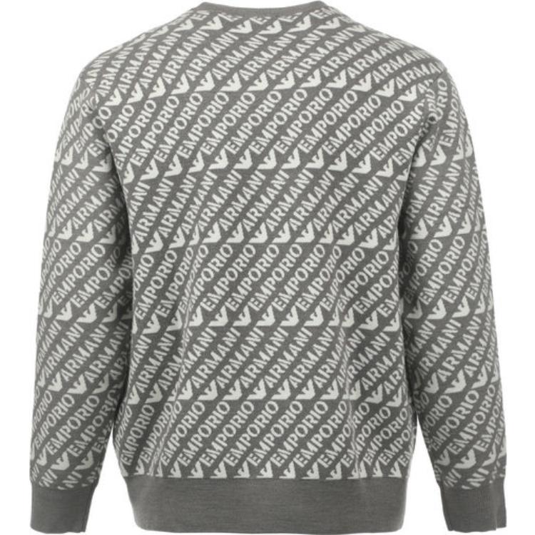 Shop EMPORIO ARMANI Suéter Cuello Redondo Gris con Logo Jacquard Tejido 6R1MU2-1MMKZ-F430