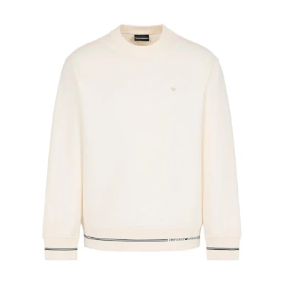 EMPORIO ARMANI Logo Jacquard Ribbed Crewneck Sweatshirt. 6R1MF2-1JHSZ-01M6