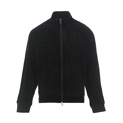 EMPORIO ARMANI Logo Jacquard Zip-Up Jacket in Dark Blue. 6R1MG3-1JJWZ-09S3