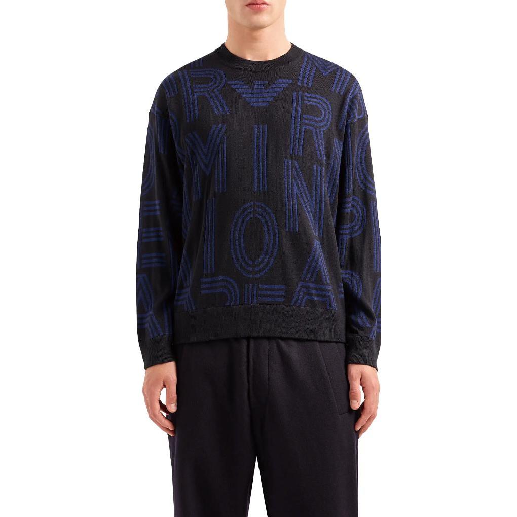 Lookbook Emporio Armani Logo Knit Crewneck Pullover Sweater Lelaki. 6R1MXK-1MNKZ-F956