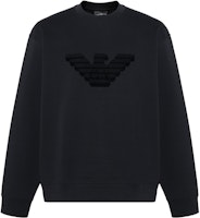 EMPORIO ARMANI Logo Patch Crewneck Oversized Sweatshirt - Black. 6R1MG7-1JHSZ-09S8 EMPORIO ARMANI Logo Patch Crewneck Oversized Sweatshirt - Black. 6R1MG7-1JHSZ-09S8