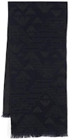 Emporio Armani Logo Print Wool Scarf in Deep Blue 625009CC30600334-1 Emporio Armani Logo Print Wool Scarf in Deep Blue 625009CC30600334-1