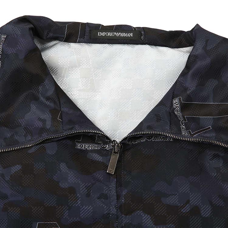 Shop 安普里奥·阿玛尼标志印花拉链连帽夹克. A1R410-A1306-921