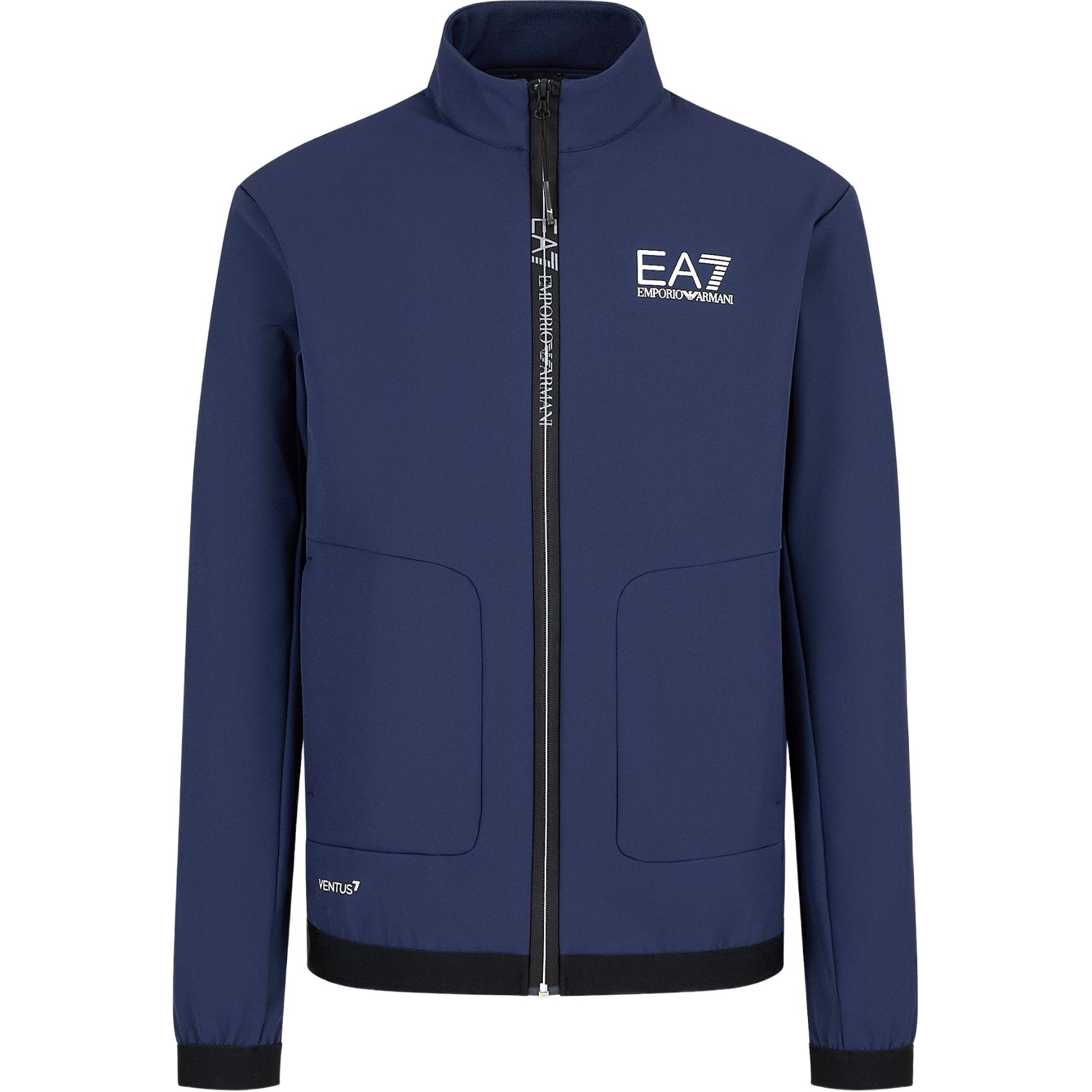 Emporio Armani  Logo Print Zip-Up Jacket in Blue. 3DPB22-PNFRZ-1554