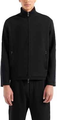 Emporio Armani 标志带拉链夹克 黑色 3D1M69-1JHSZ-10999 Lookbook Emporio Armani 标志带拉链夹克 黑色 3D1M69-1JHSZ-10999