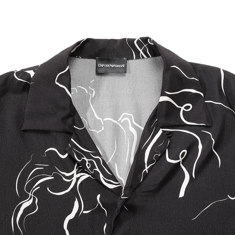 Purchase Emporio Armani  Loose Black Short-Sleeve Shirt with Horse Print Design. E31F25-F1022-991