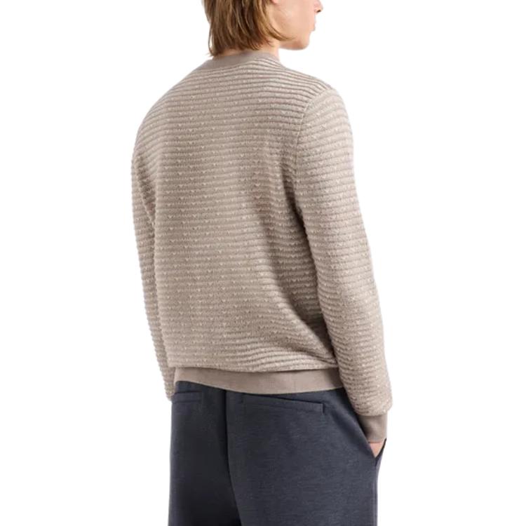 Purchase EMPORIO ARMANI Suéter de Punto Suelto a Rayas Cuello Redondo Marrón Claro. 3D1MX1-1MMIZ-F178