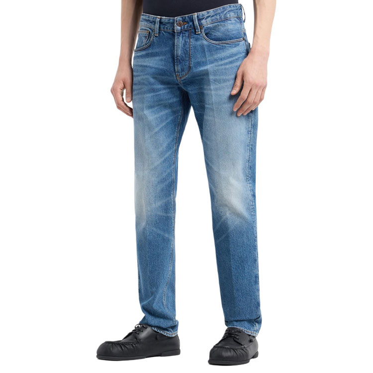 EMPORIO ARMANI  Low-Rise Slim Fit Washed Denim Jeans Blue. 6D1J06-1D97Z-0942 圖 6