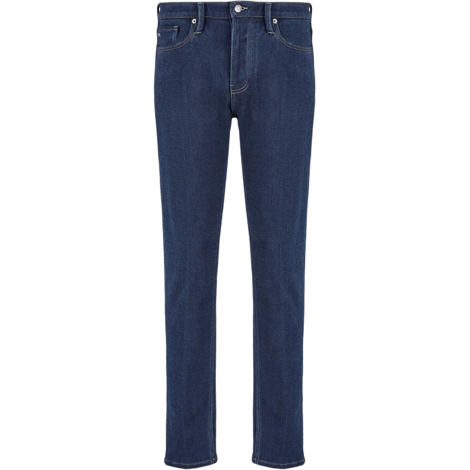 Emporio Armani  Low-Waist Slim Straight Jeans in Washed Denim Blue. 6D1J75-1DTRZ-0941