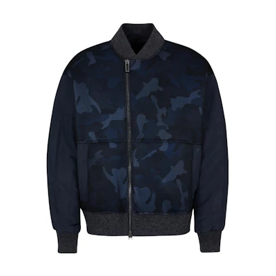 Emporio Armani Navy Blue Camouflage Print Cotton Jacket. 6R1B77-1NFNZ-0920