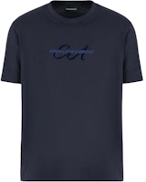 Emporio Armani Navy Blue Crewneck T-Shirt with Logo Embroidery FW24. 6D1TQ8-1JOCZ-0920 Emporio Armani Navy Blue Crewneck T-Shirt with Logo Embroidery FW24. 6D1TQ8-1JOCZ-0920