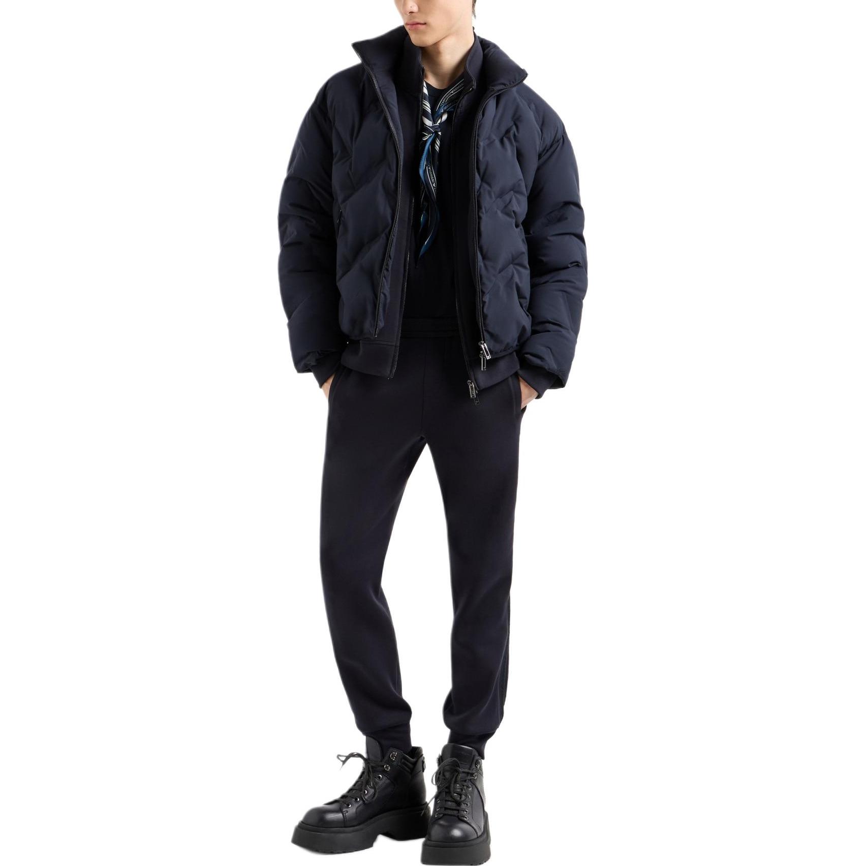 Lookbook EMPORIO ARMANI  Navy Blue Elastic Waist Jogger Knit Sweatpants. 6D1PK3-1JHSZ-0920