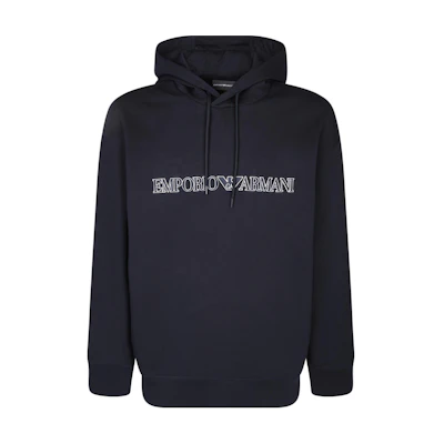 Emporio Armani Navy Blue Hooded Sweatshirt with Logo Design. 3D1M63-1JHSZ-09R0