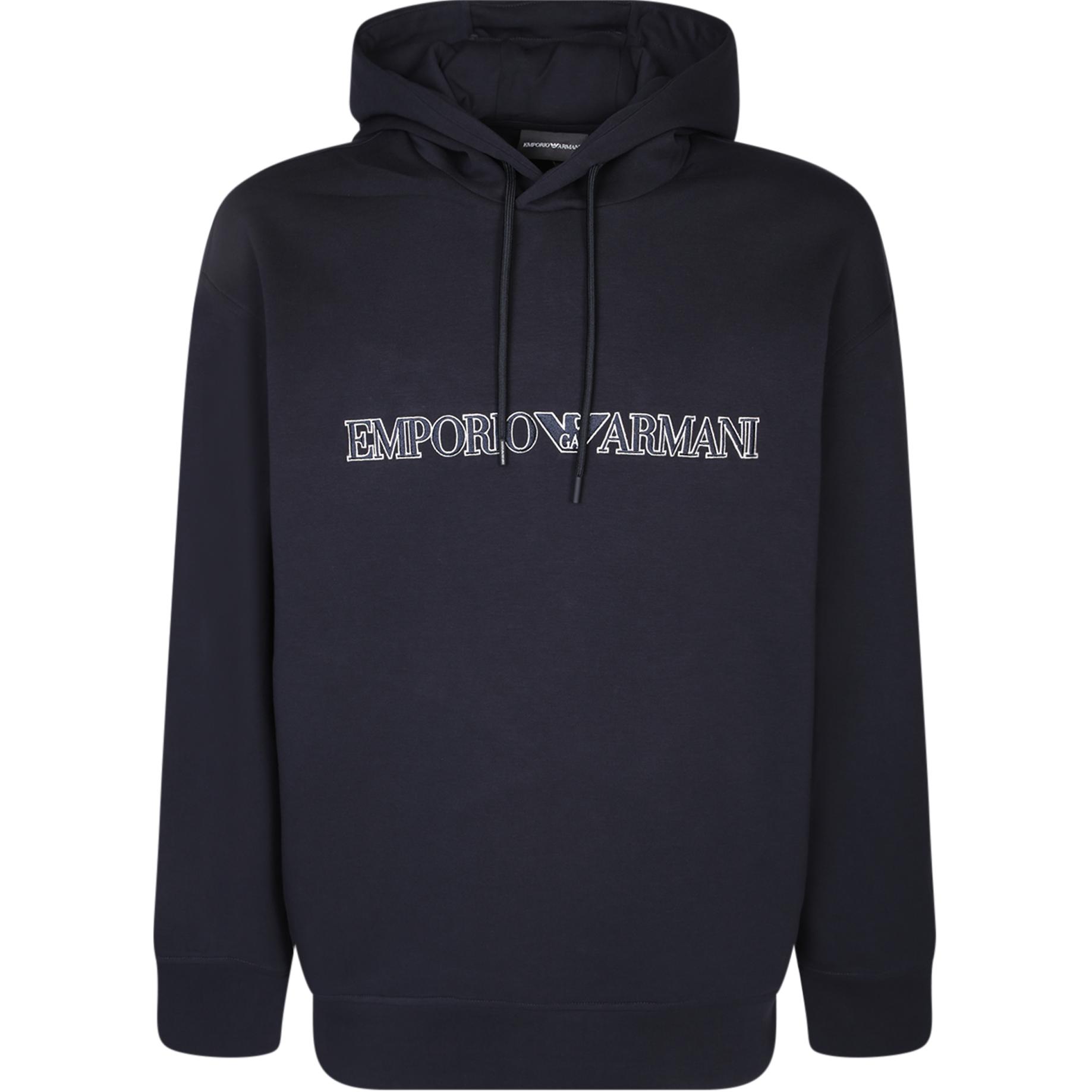 Order Emporio Armani 海軍藍連帽衛衣帶標誌設計。 3D1M63-1JHSZ-09R0