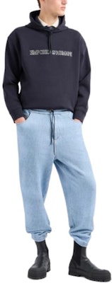 Emporio Armani 海軍藍連帽衛衣帶標誌設計。 3D1M63-1JHSZ-09R0 Shop Emporio Armani 海軍藍連帽衛衣帶標誌設計。 3D1M63-1JHSZ-09R0