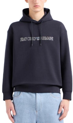 Emporio Armani 海軍藍連帽衛衣帶標誌設計。 3D1M63-1JHSZ-09R0 Details for Emporio Armani 海軍藍連帽衛衣帶標誌設計。 3D1M63-1JHSZ-09R0