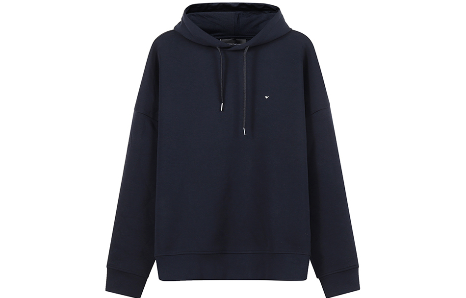 Emporio Armani  Navy Blue Hoodie with Embroidered Eagle Logo. 6L1M79-1JHSZ-09D1